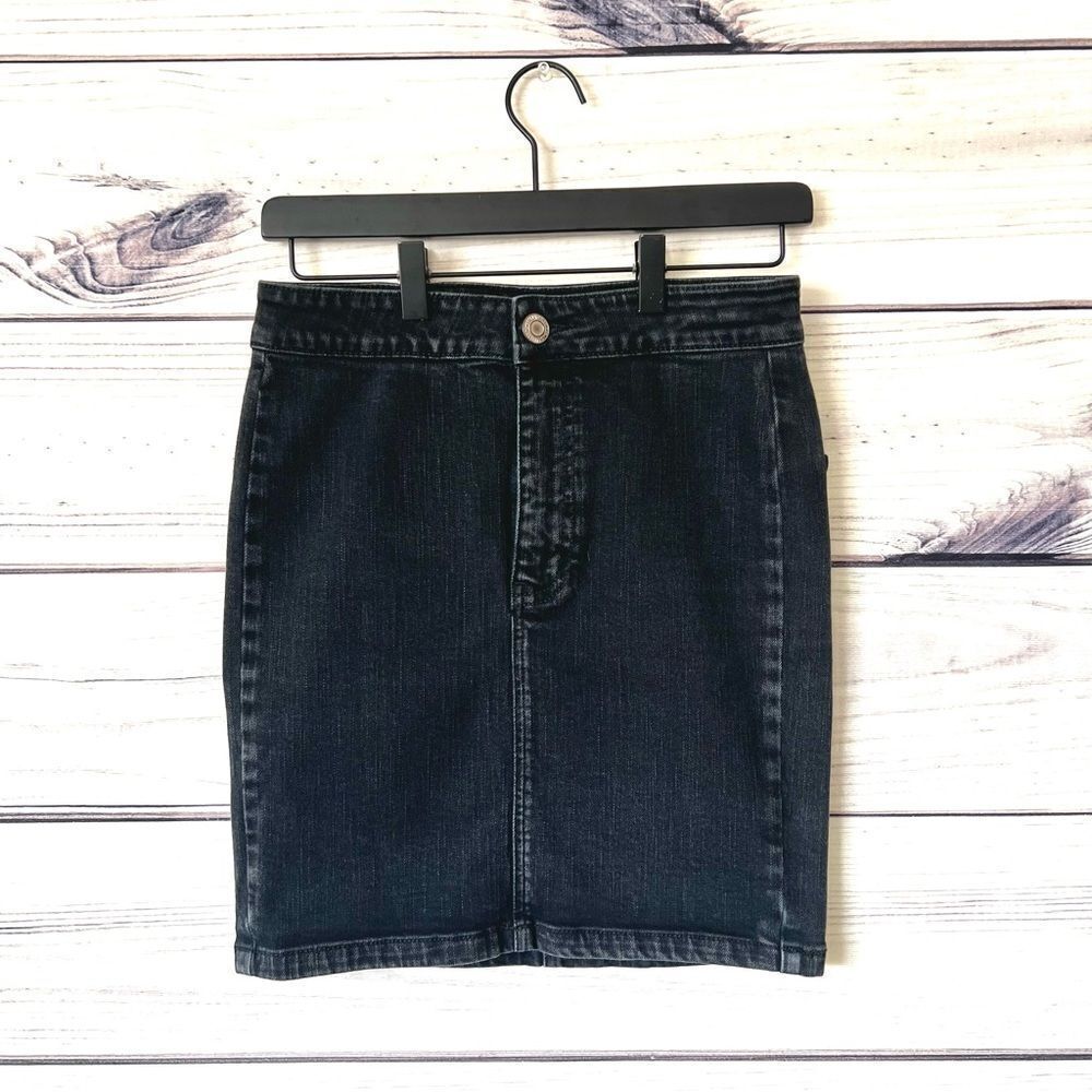 American Eagle Faded Black Denim High Rise Pencil Skirt